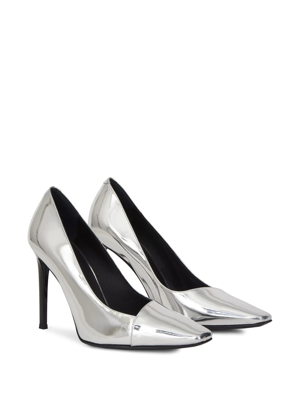 silver metallic pumps - 2