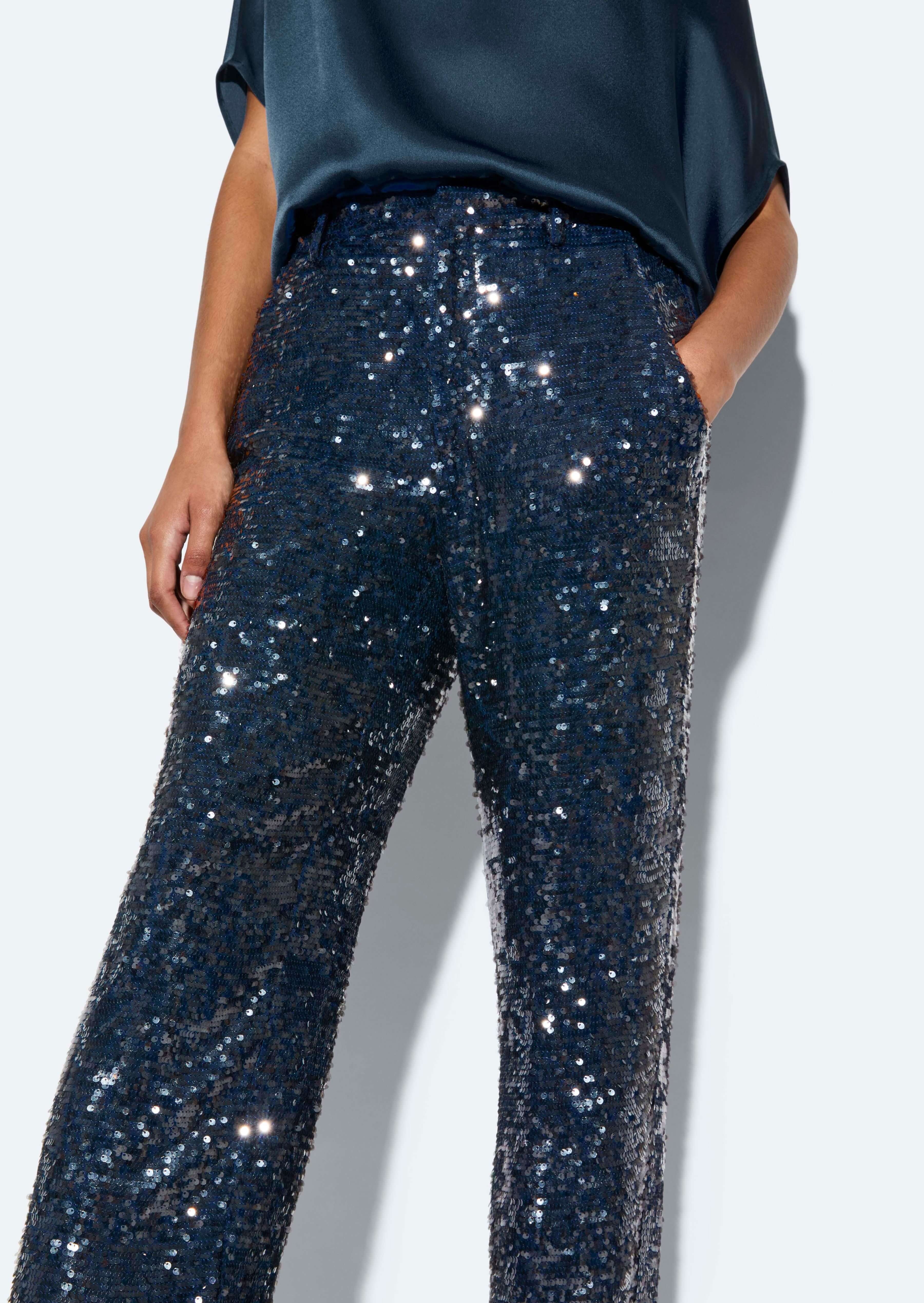 Sequin Tapered Pleated Pant - 4