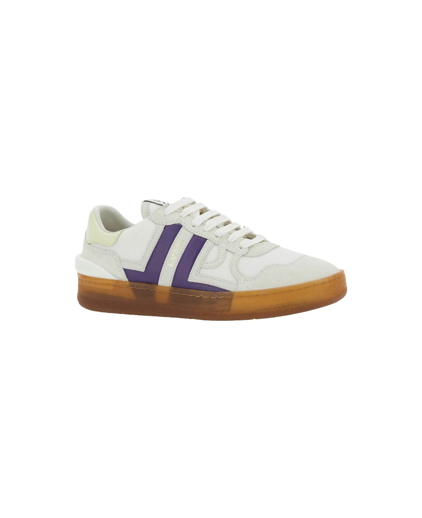'clay' White Sneaker With Mesh Inserts And Side Striped Detail In Leather Unisex - 2