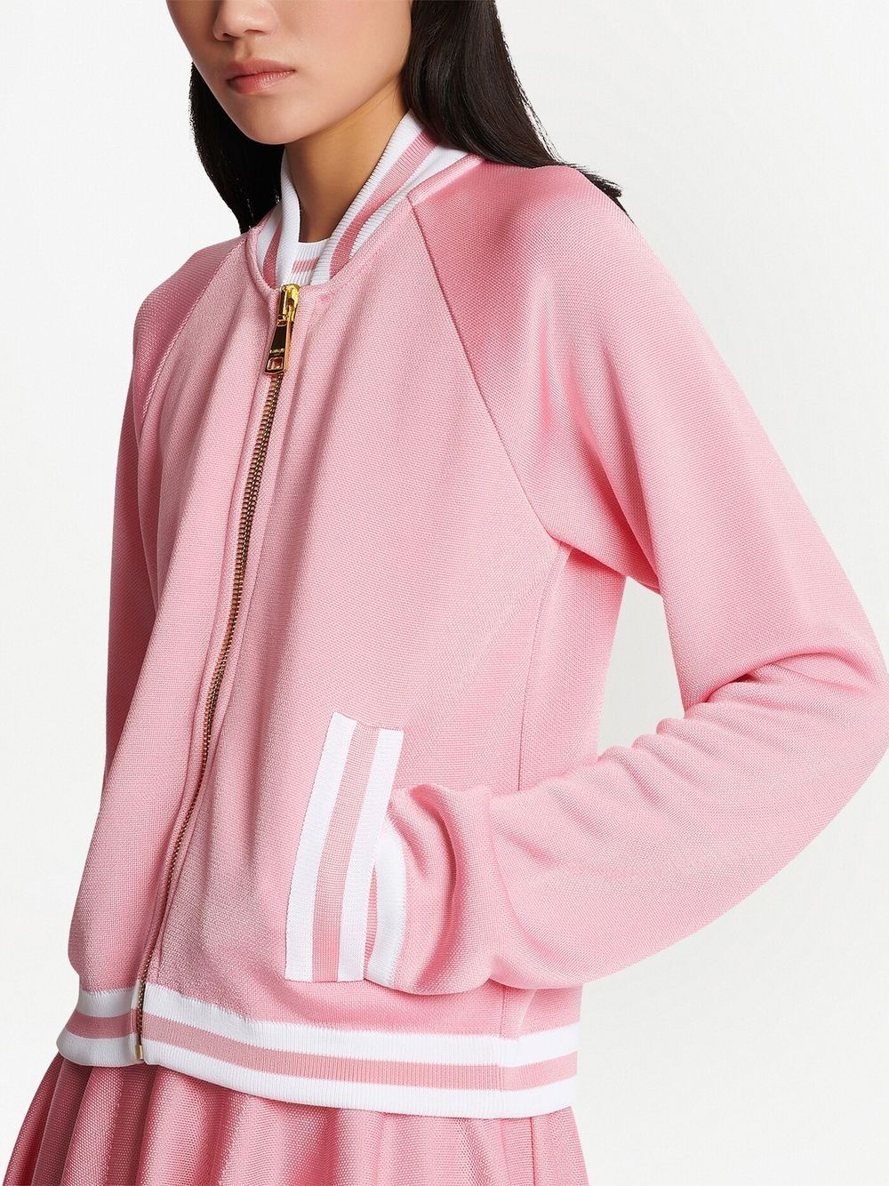 stripe-trim knitted jacket - 5