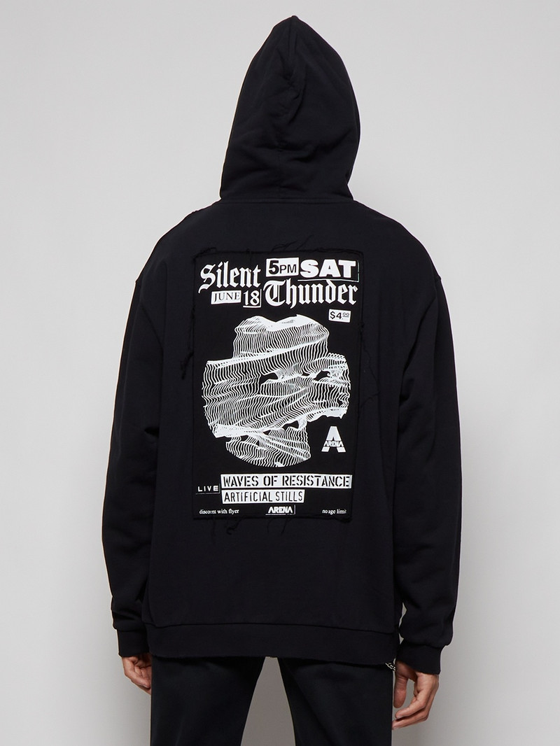 Static Skin Destroyed Hoodie Black 5