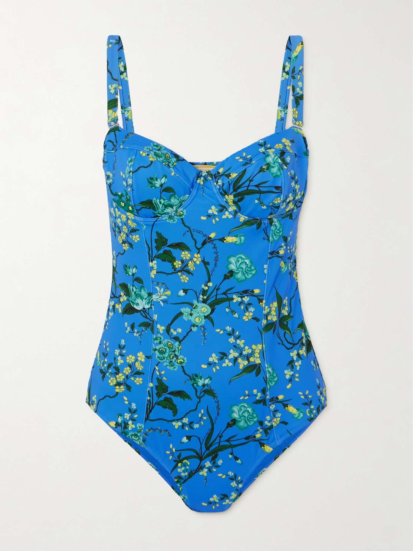 Floral-print paneled underwired swimsuit - 1