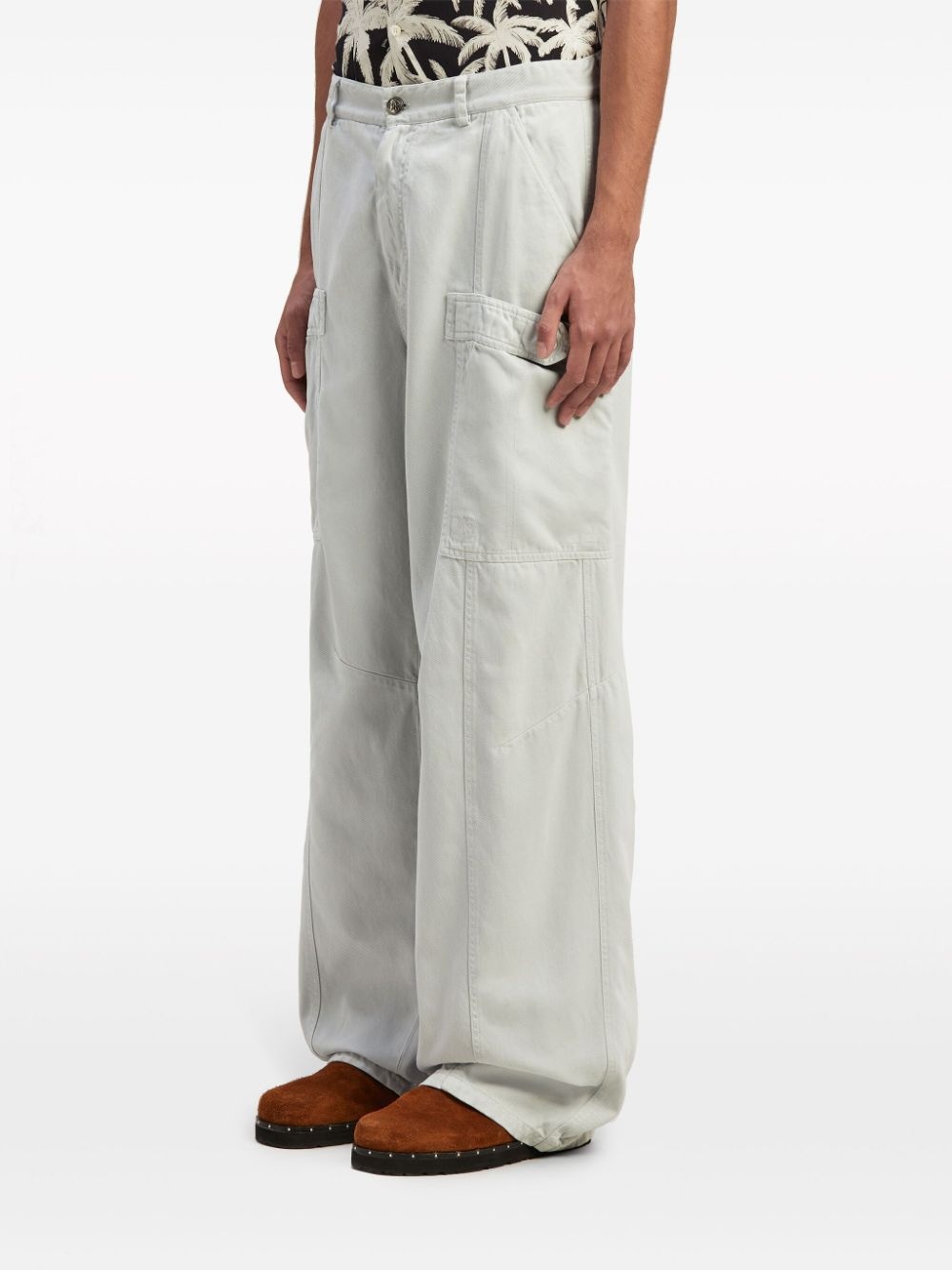 patch-pocket wide-leg trousers - 4