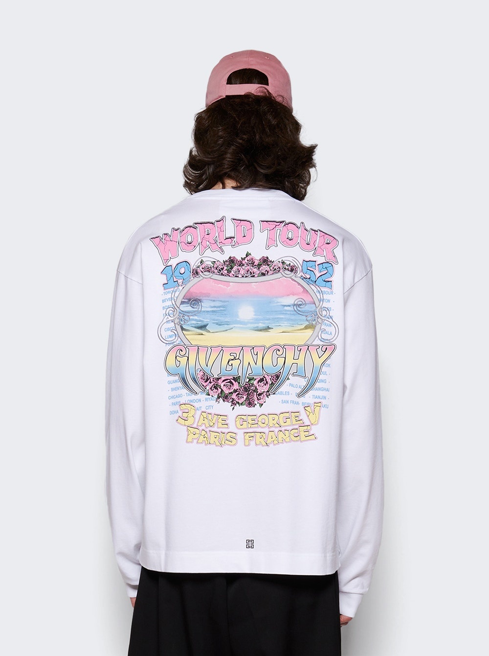 Givenchy World Tour Boxy Fit Long Sleeved Tee White