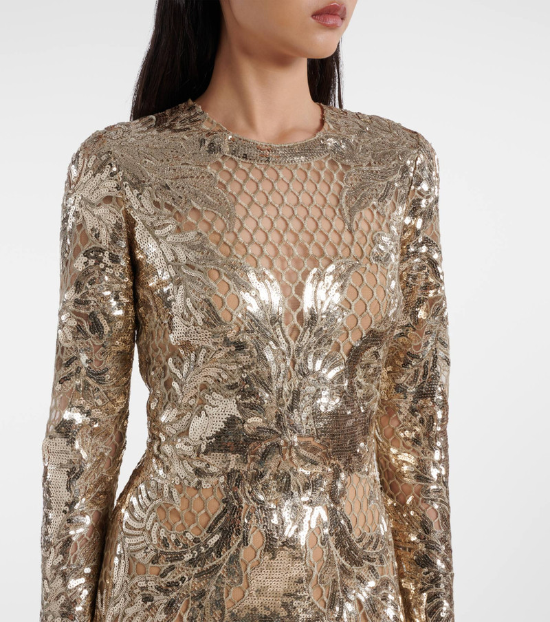 Embroidered sequined tulle gown 4