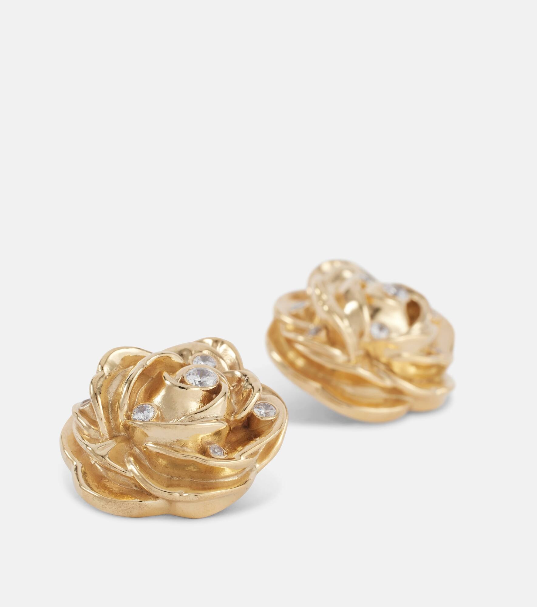 Floral embellished gold-plated earrings - 4