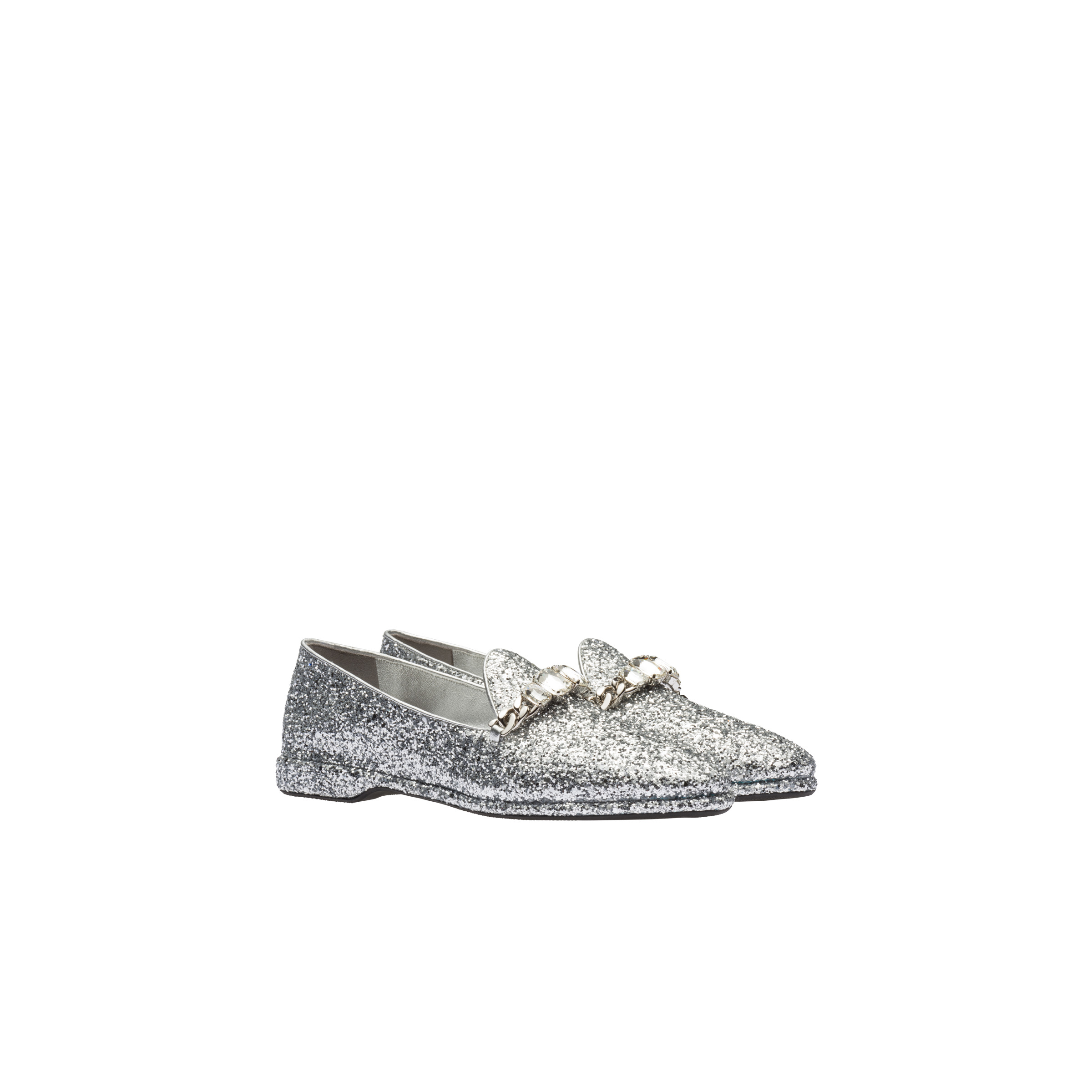 Glitter fabric loafers - 1