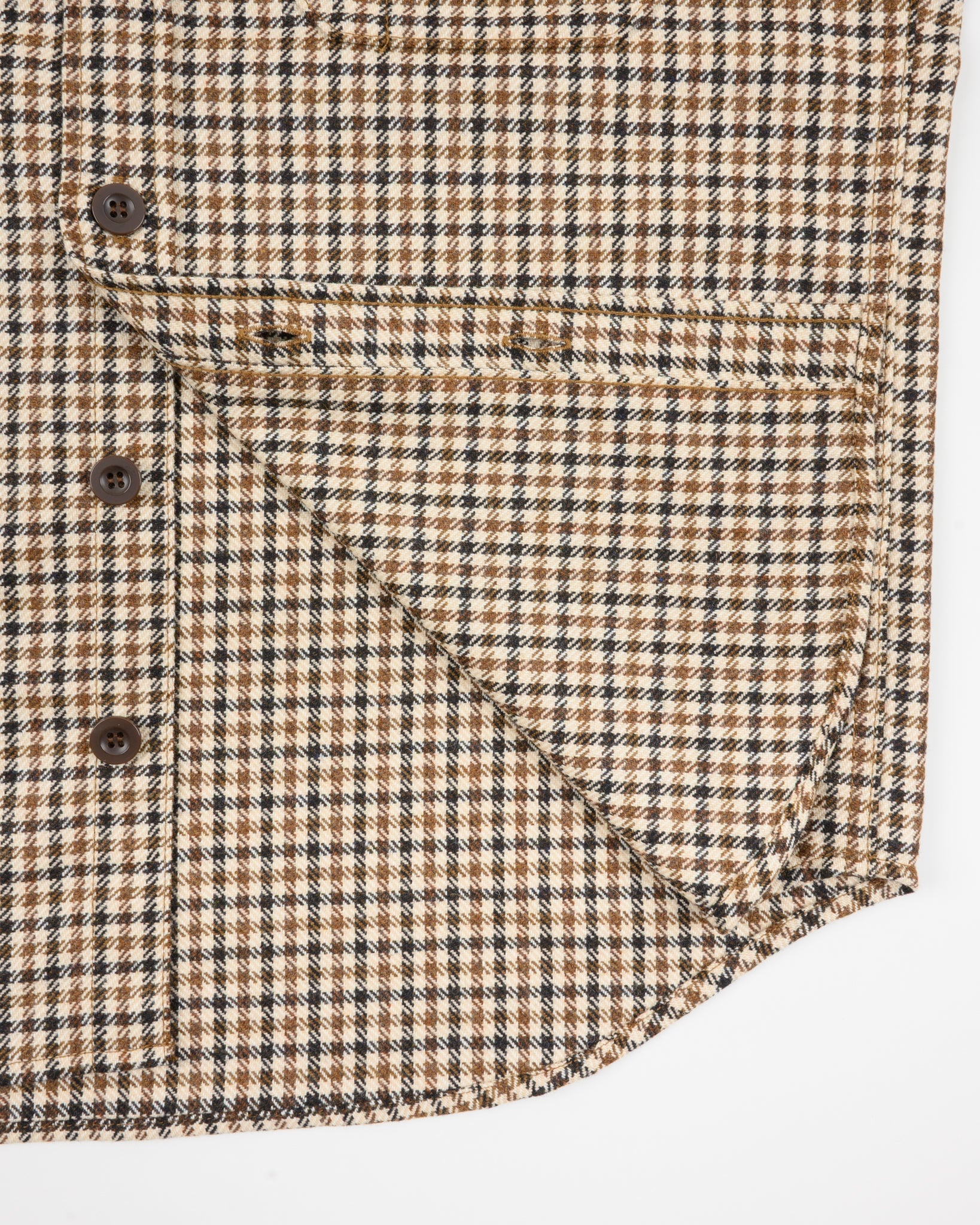 14OZ FOX BROTHERS® WOOL CPO SHIRT - SADDLE BROWN GUN CLUB TWILL FLANNEL - 11
