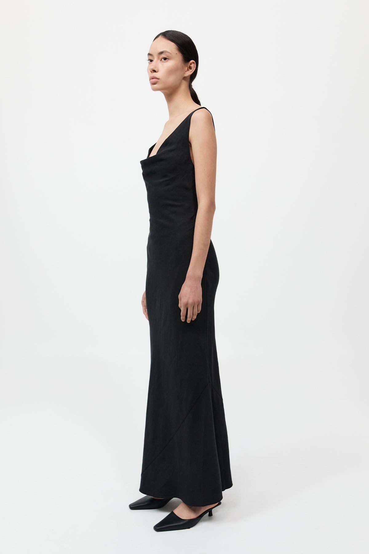 Double Drape Dress - Black - 3