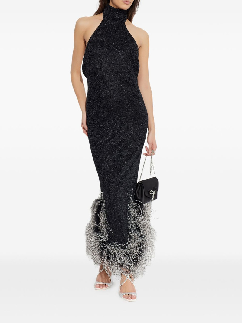 Oséree feather halterneck dress outlook