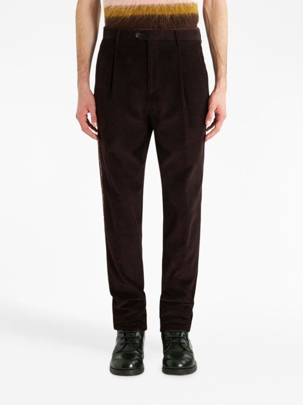 floral-stripe corduroy trousers - 3