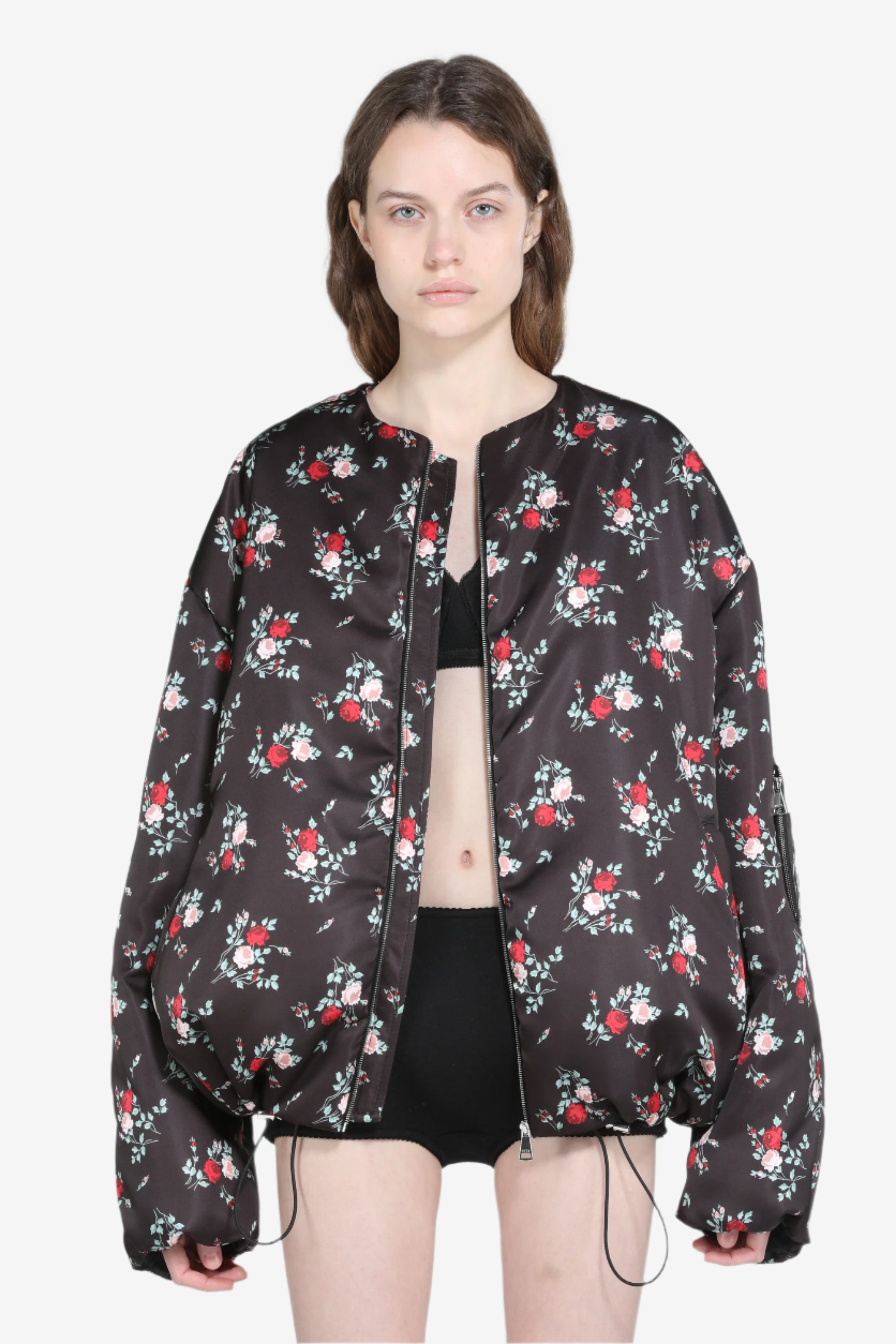 PADDED BOMBER JACKET WITH FLORAL PRINT - 4