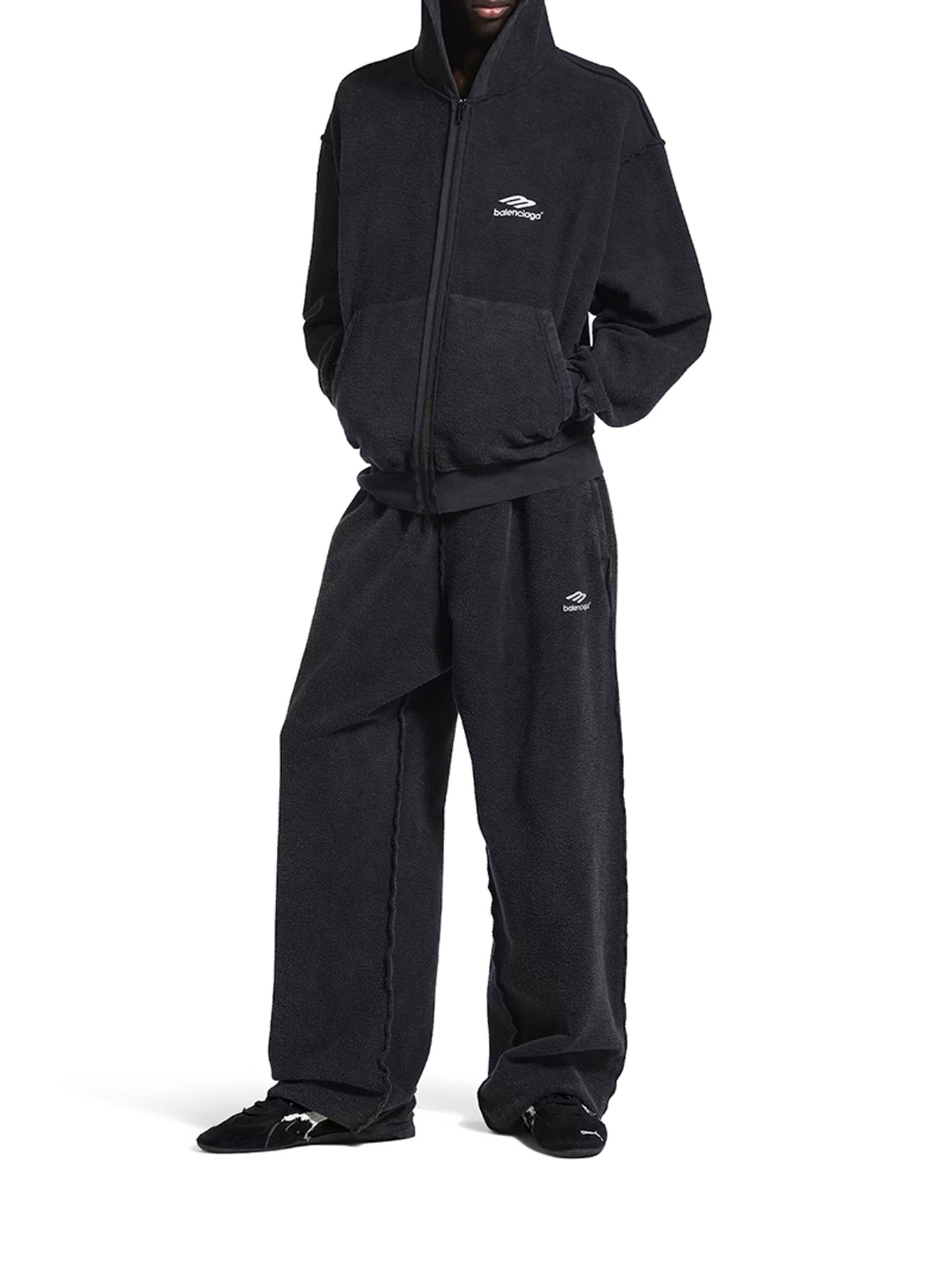 3B SPORTS ICON INSIDE-OUT ZIP-UP SWEATSHIRT IN FADED BLACK - 1
