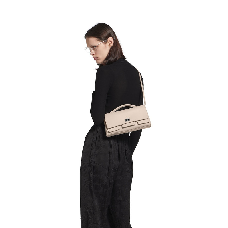 BALENCIAGA Women's Bel Air Small Clutch On Strap in Almond outlook