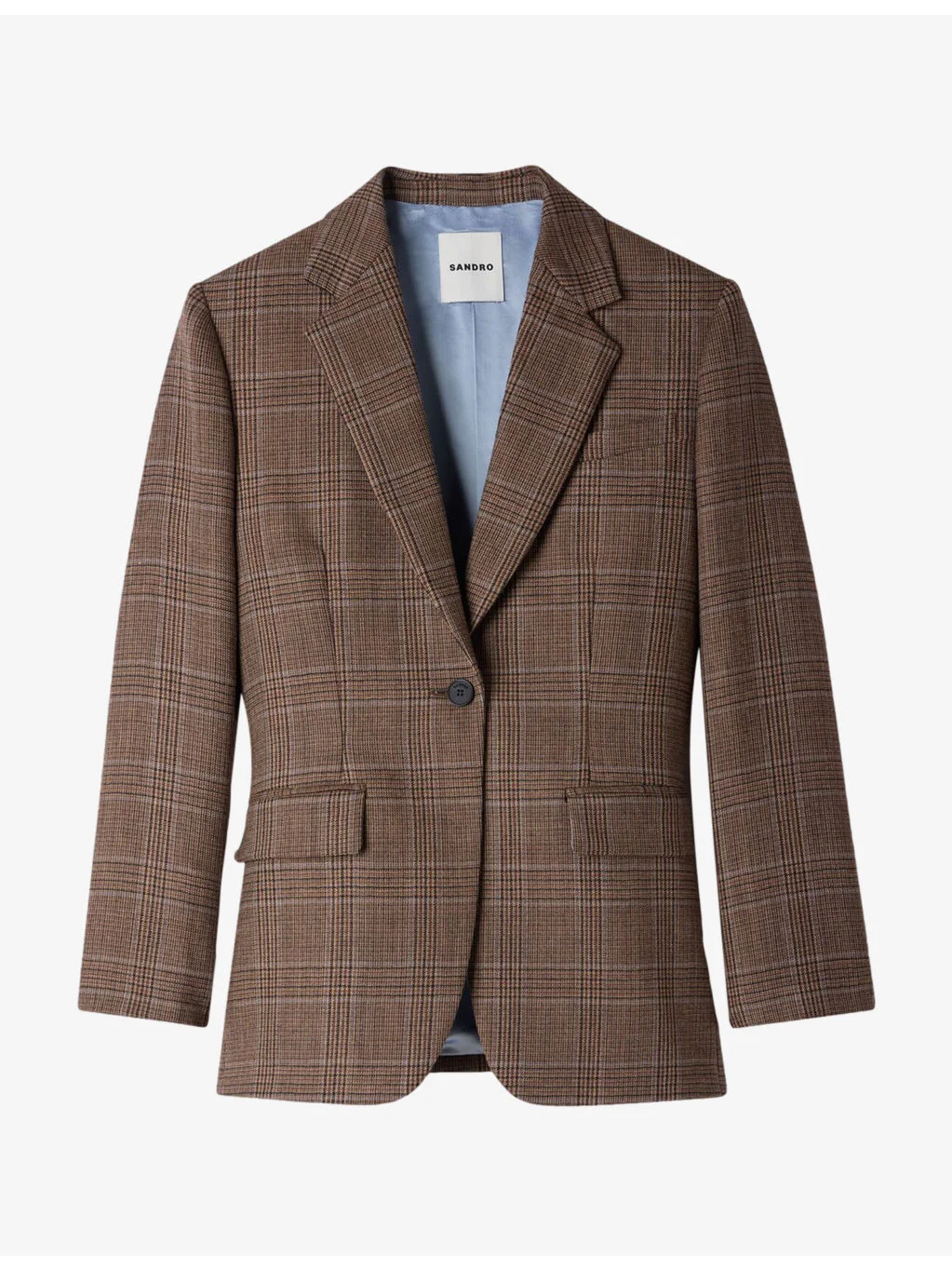 Check-Pattern Single-Breasted Wool Jacket - 1