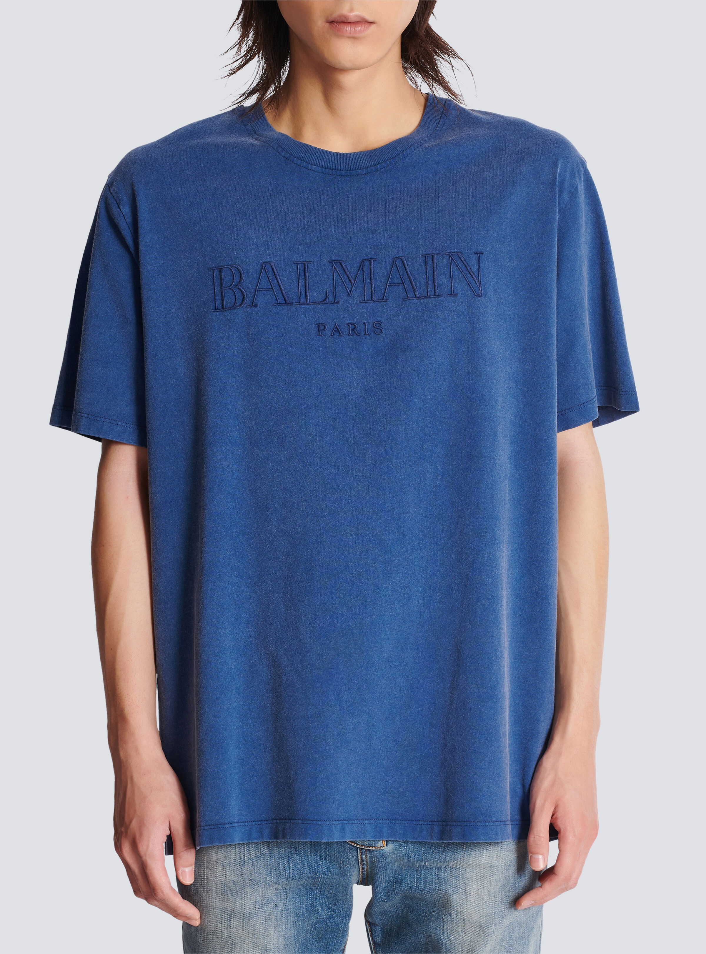 Loose T-shirt with vintage Balmain embroidery - 5