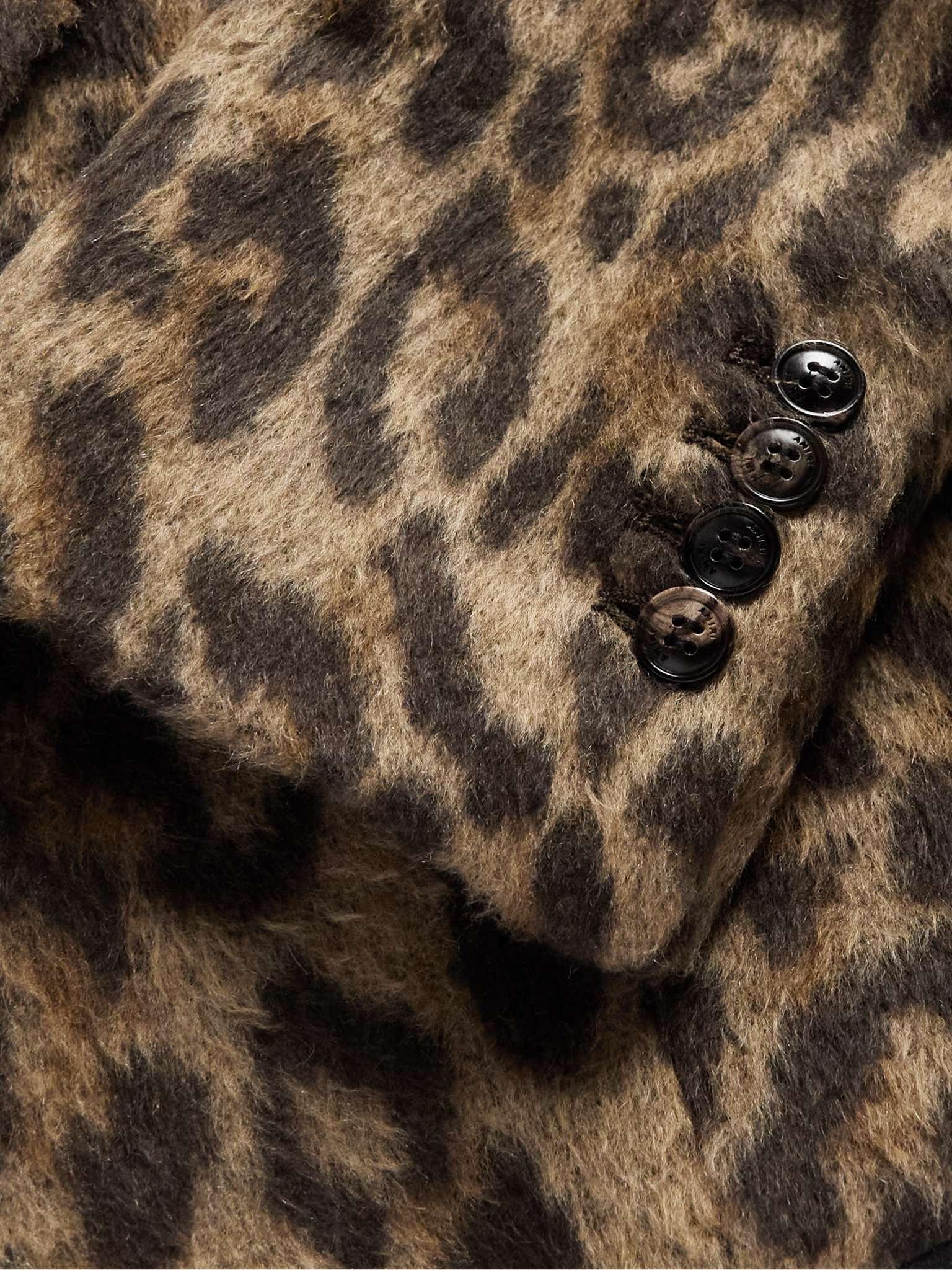 Leopard-Print Textured-Knit Coat - 3