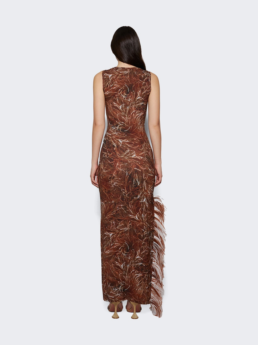 Feather Tank Dress Brown And Multicolor - 4