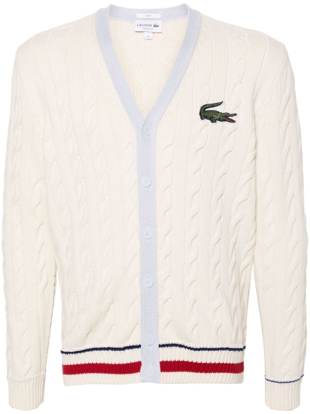 logo-patch cable-knit cardigan - 1