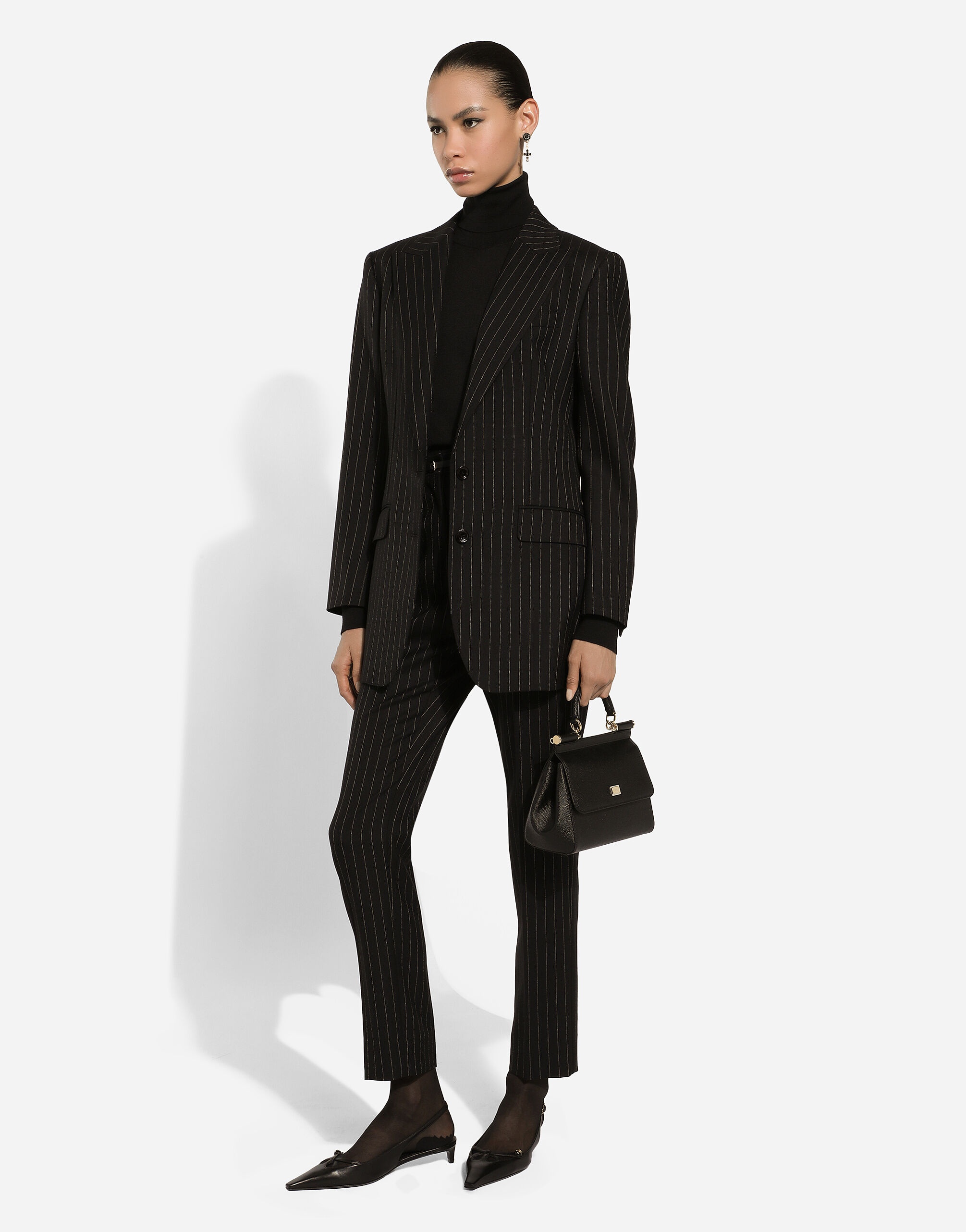 Single-breasted pinstripe wool jacket - 5