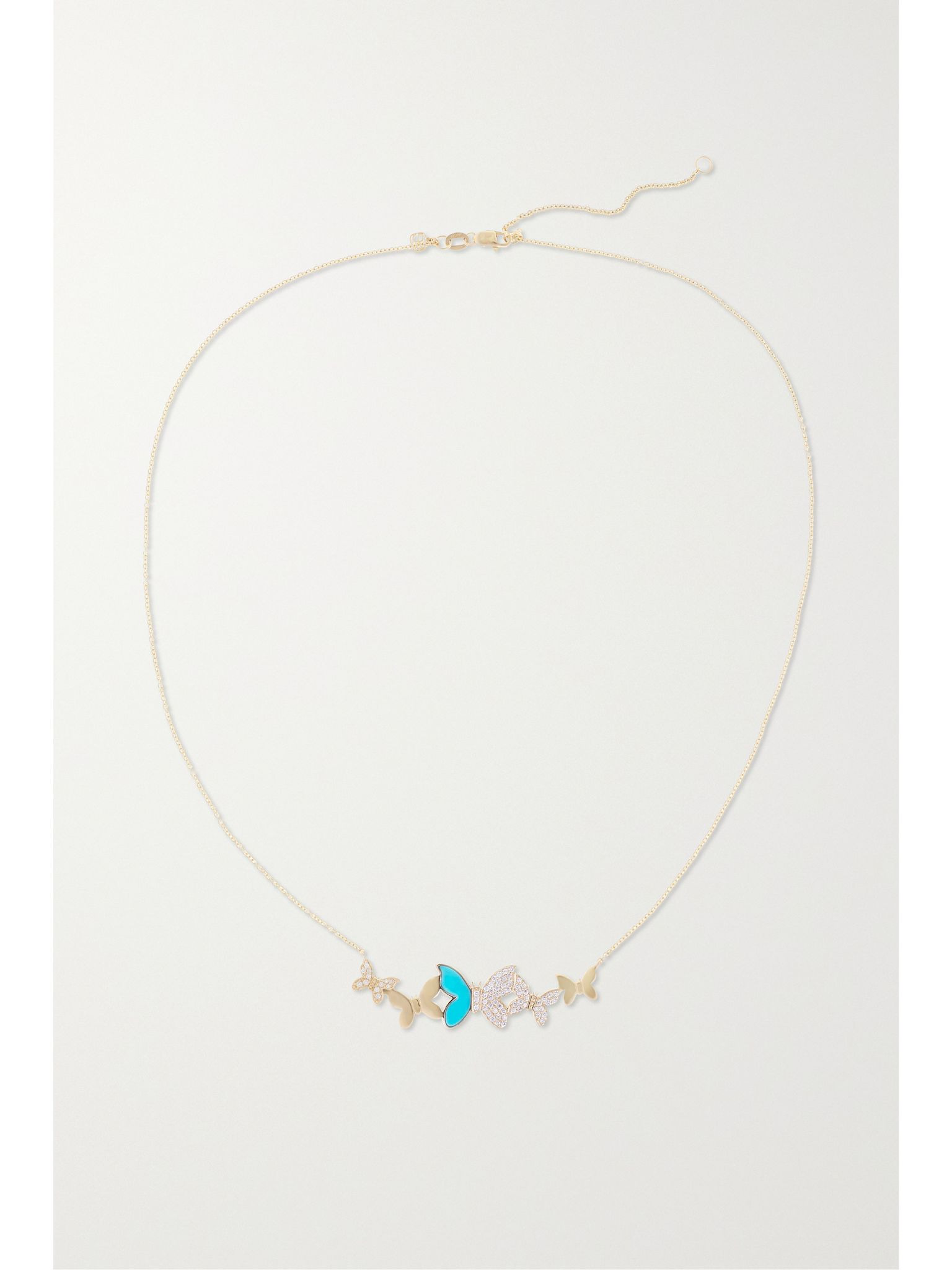 Small Butterfly 14-karat gold, diamond and turquoise necklace Gold - 4
