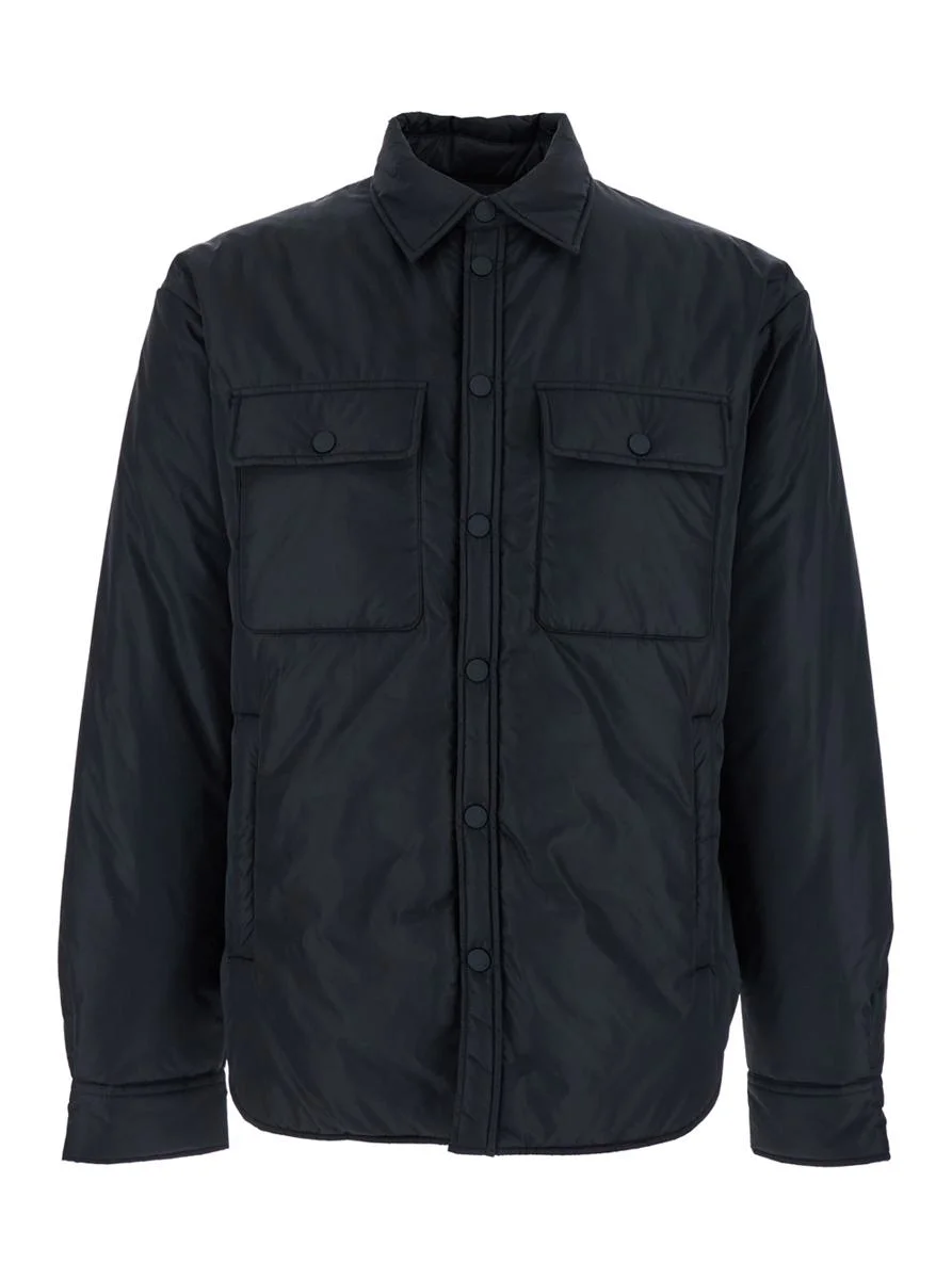 DSQUARED2 Black Jacket With Classic Collar And Logo Print On The Rear In Tech Fabric Man - 1