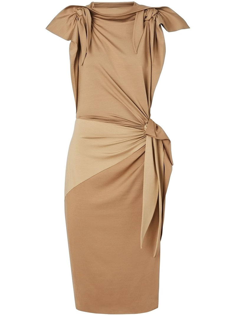 Tie Detail Tri-tone Silk Jersey Dress 1