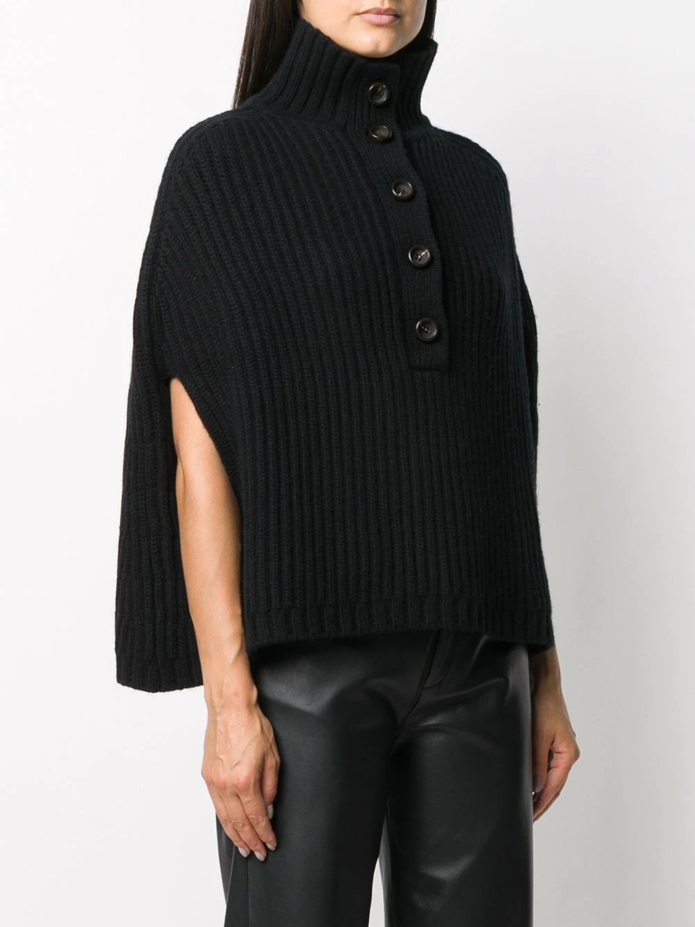 funnel-neck ribbed cape - 3