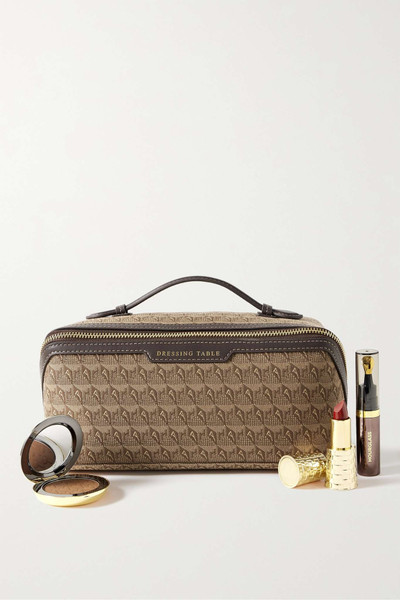 Anya Hindmarch Dressing Table leather-trimmed canvas-jacquard cosmetics case outlook