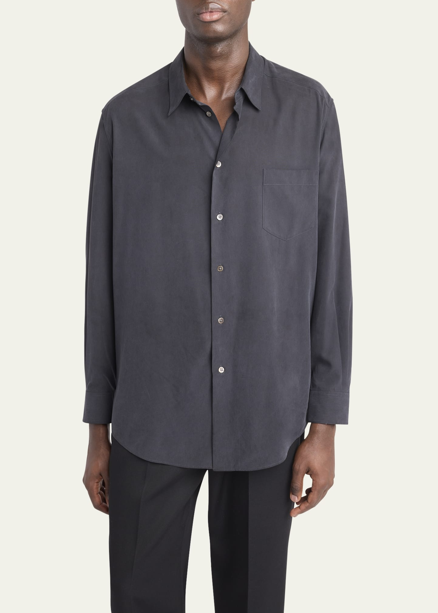 Men's Briar Washed Silk Pocket Button-Down Shirt - 4