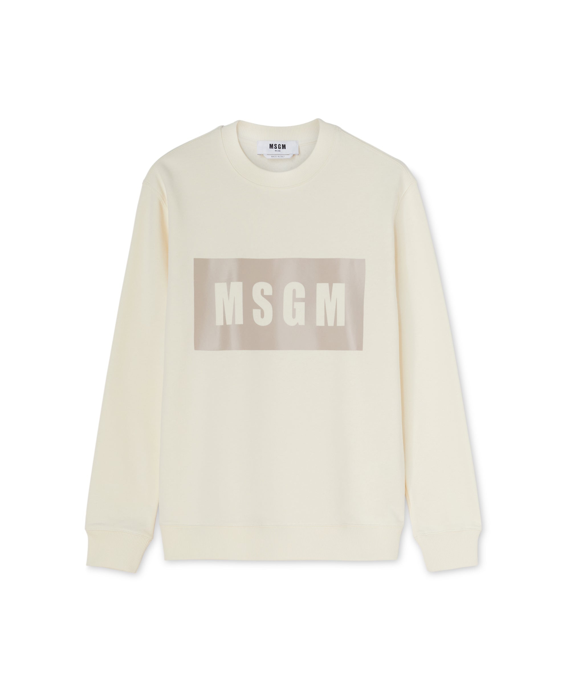 Cotton crewneck sweater with MSGM box logo - 1