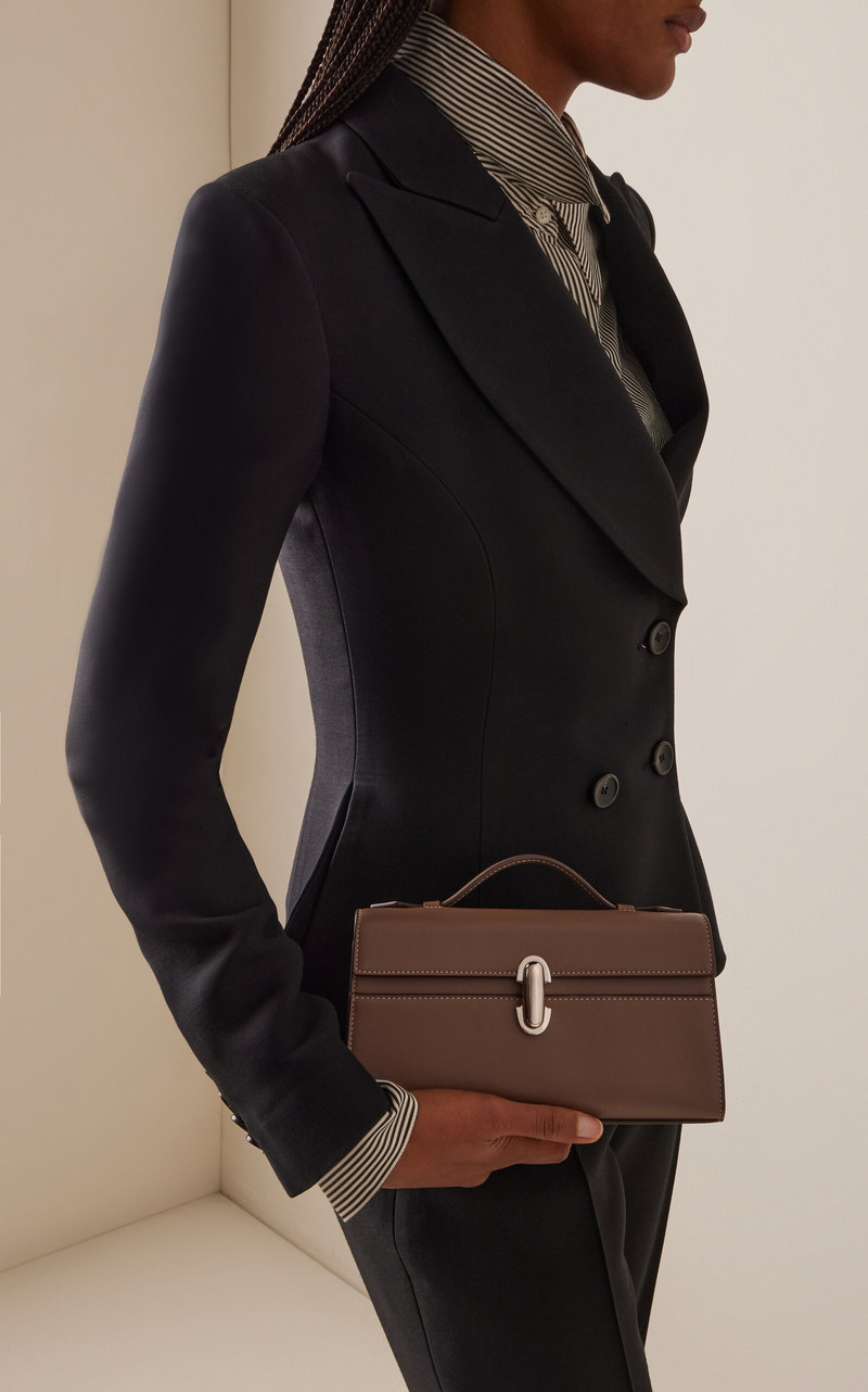 SAVETTE The Symmetry Leather Pochette taupe outlook