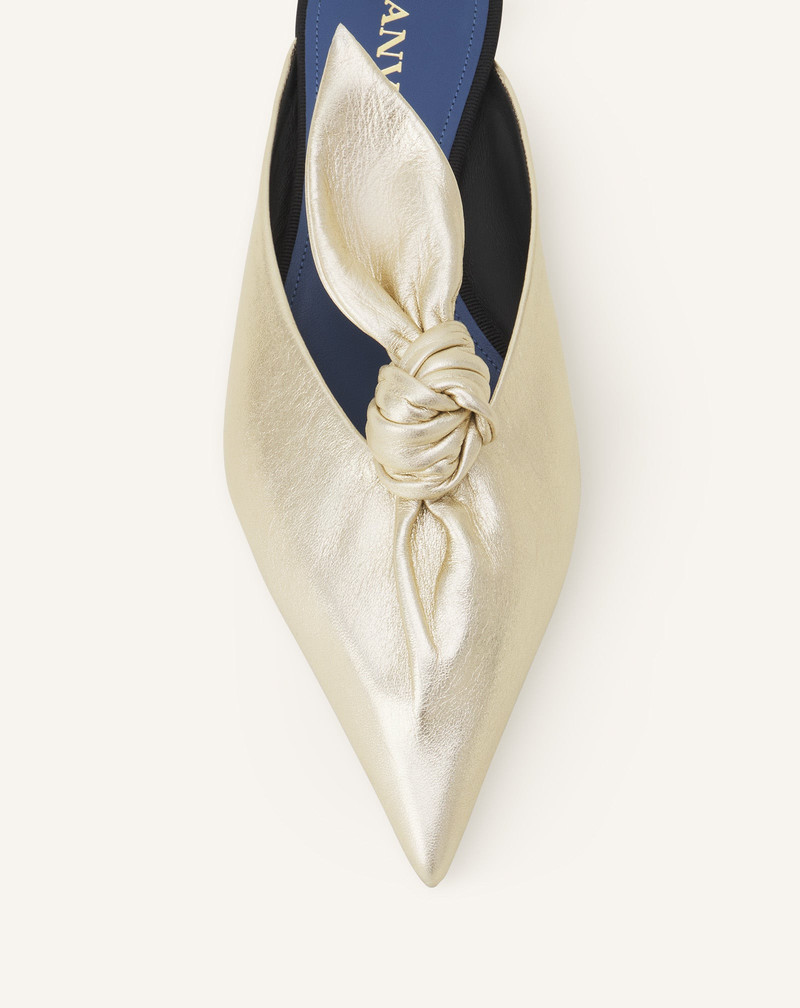 MIDNIGHT STEP BOW MULE IN METALLIC LEATHER 5