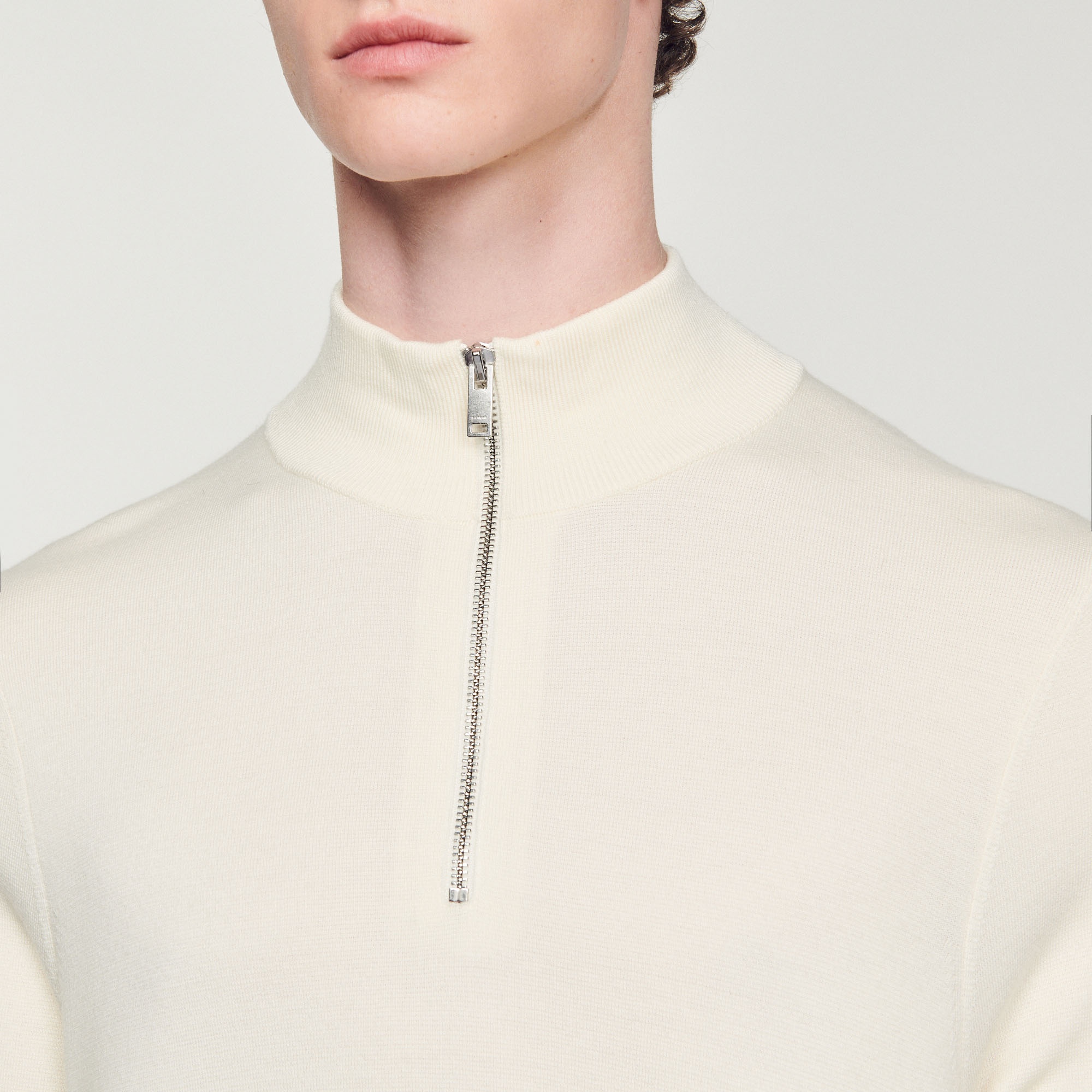 Wool sweater with zipped collar - 4