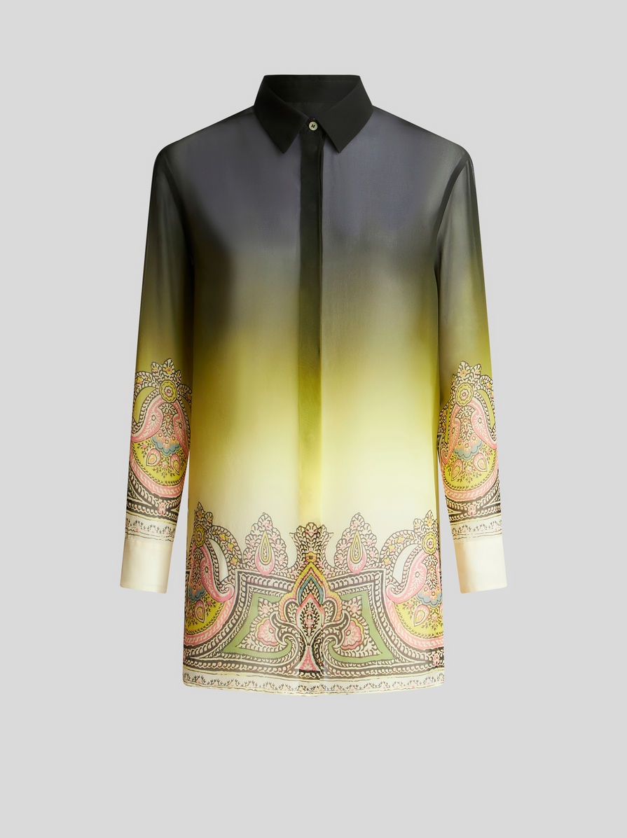 COLOUR SHADED SILK AND PAISLEY PRINT SHIRT - 1