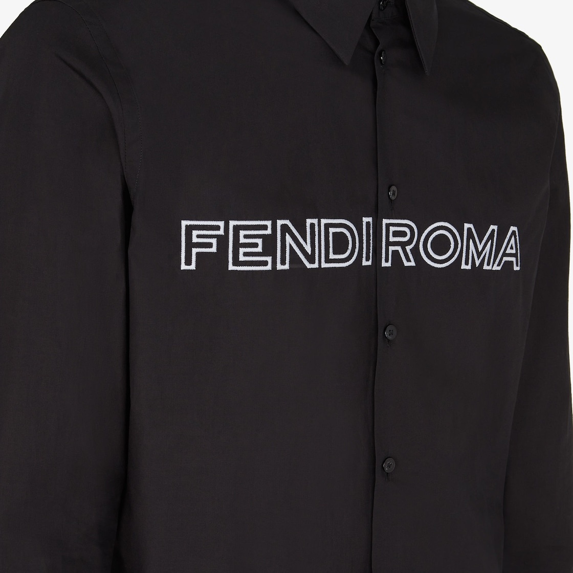 Slim-fit shirt with classic collar and long sleeves. Visible button closure. Part of the Fendi by Ma - 3