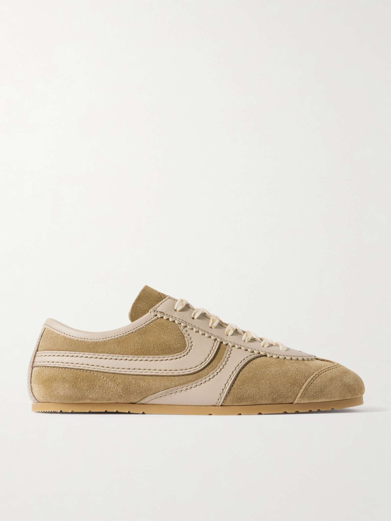Dries Van Noten Leather-trimmed suede sneakers | netaporter