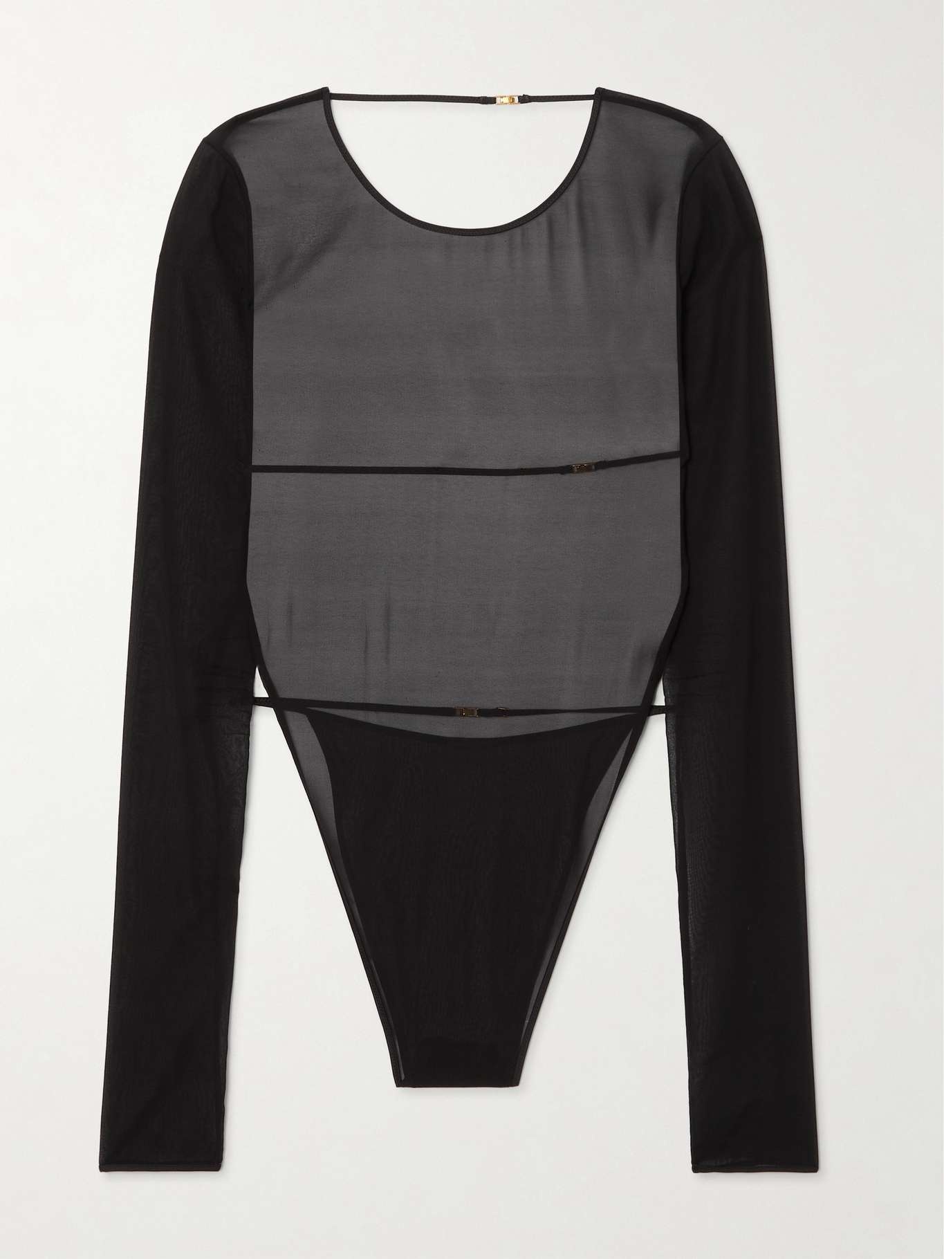 Open-back silk-blend georgette bodysuit - 1