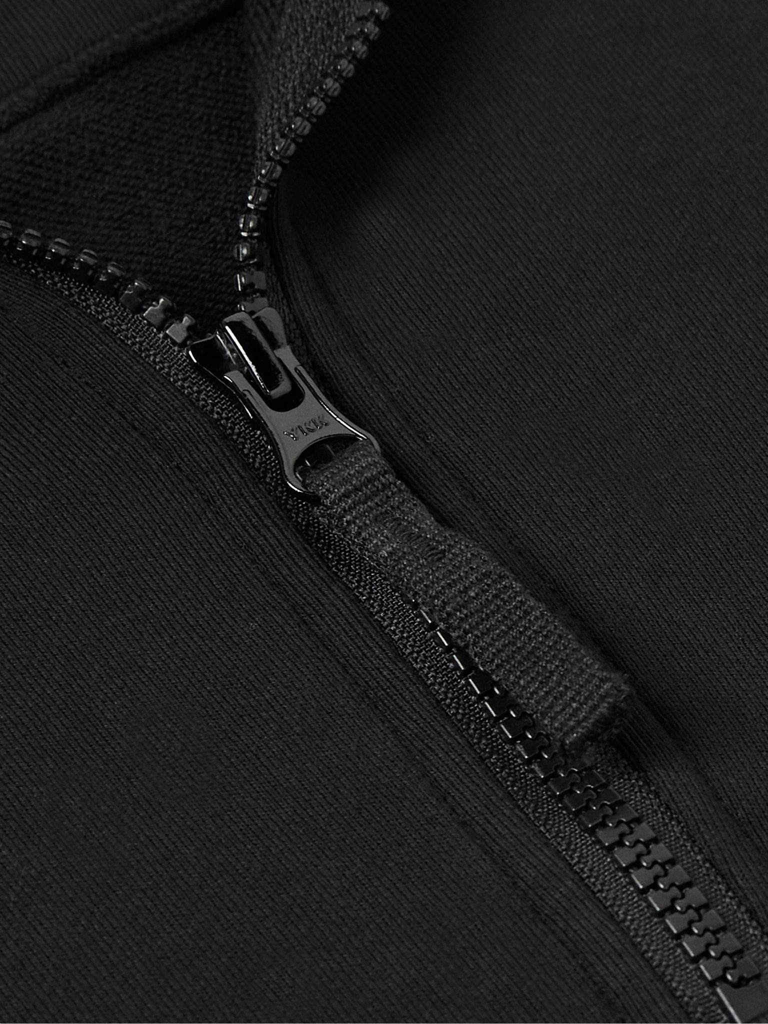 Logo-Appliquéd Garment-Dyed Cotton-Jersey Half-Zip Sweatshirt Black - 4