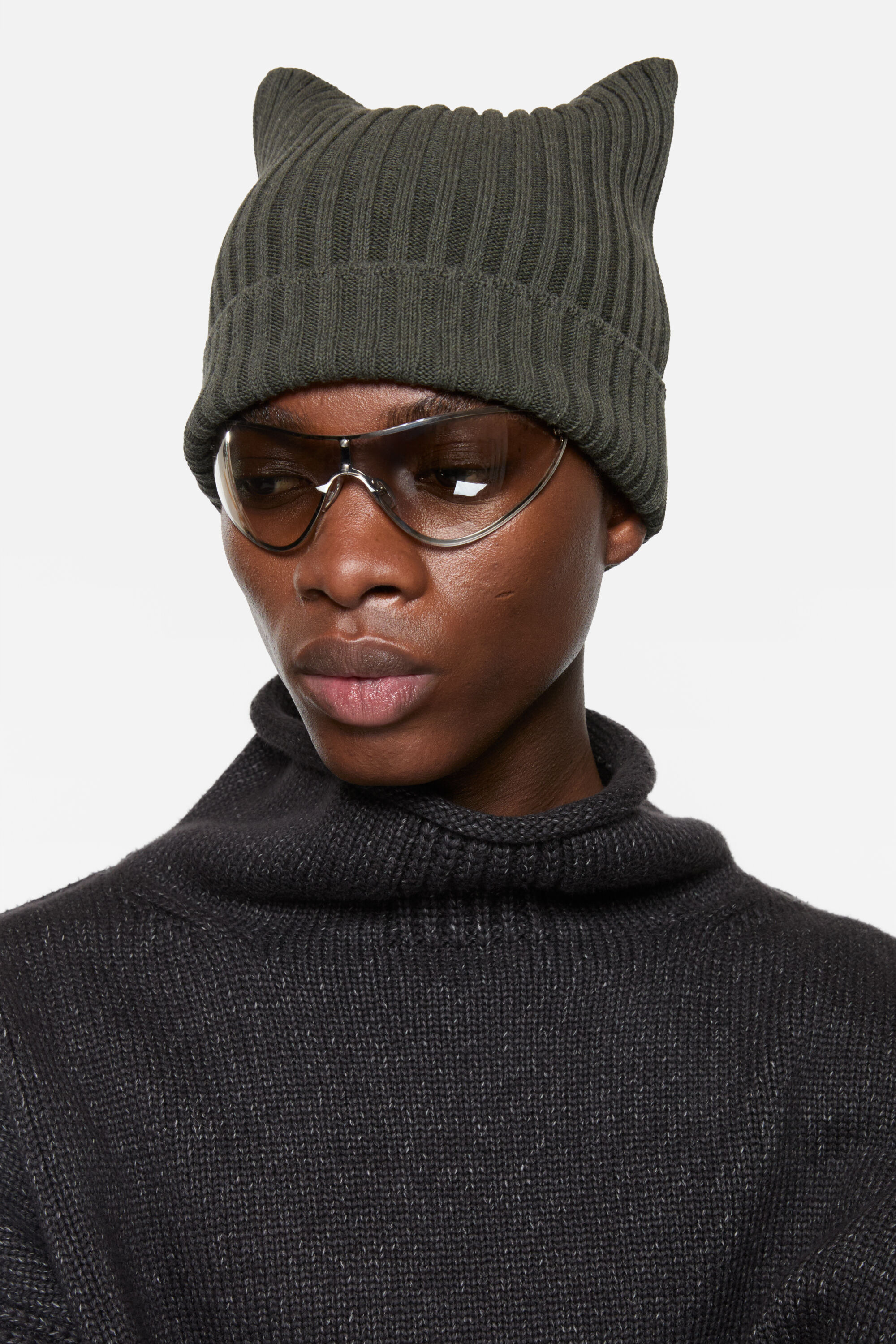 Ribbed square beanie - Vintage green - 2
