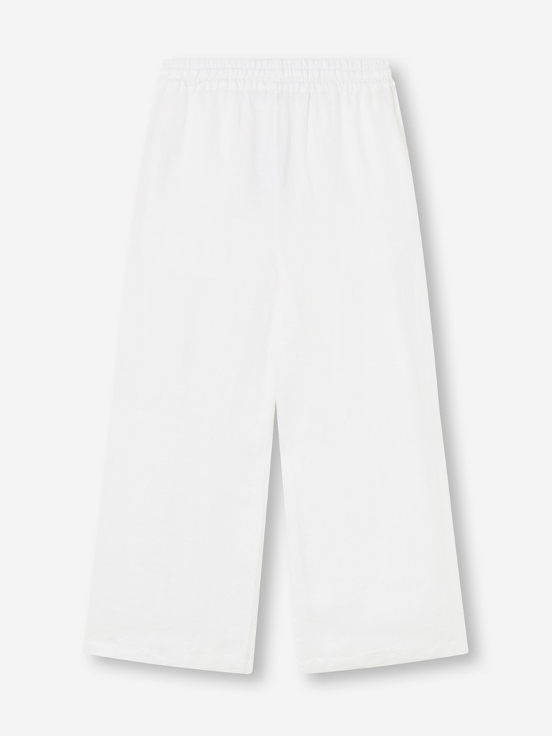 Women's Wide Leg Pants Sicily Linen White 6
