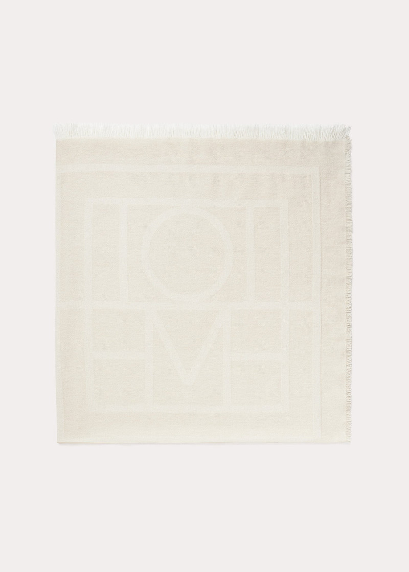 Monogram wool cashmere scarf macadamia 5