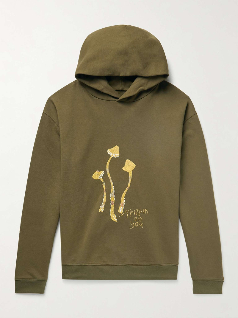 Embroidered Appliquéd Cotton-Jersey Hoodie - 1