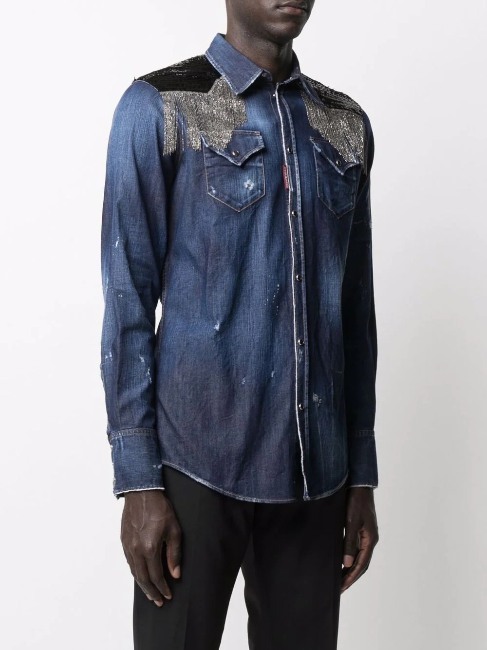 fringed denim shirt - 3