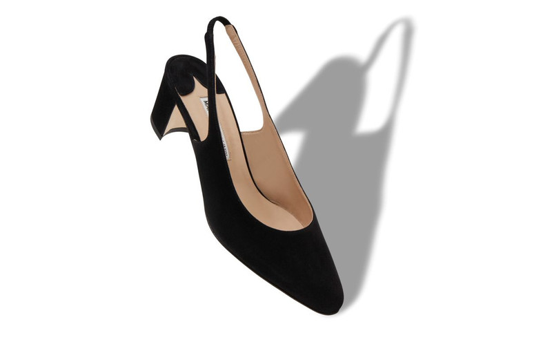 Manolo Blahnik Black Suede Slingback Pumps outlook