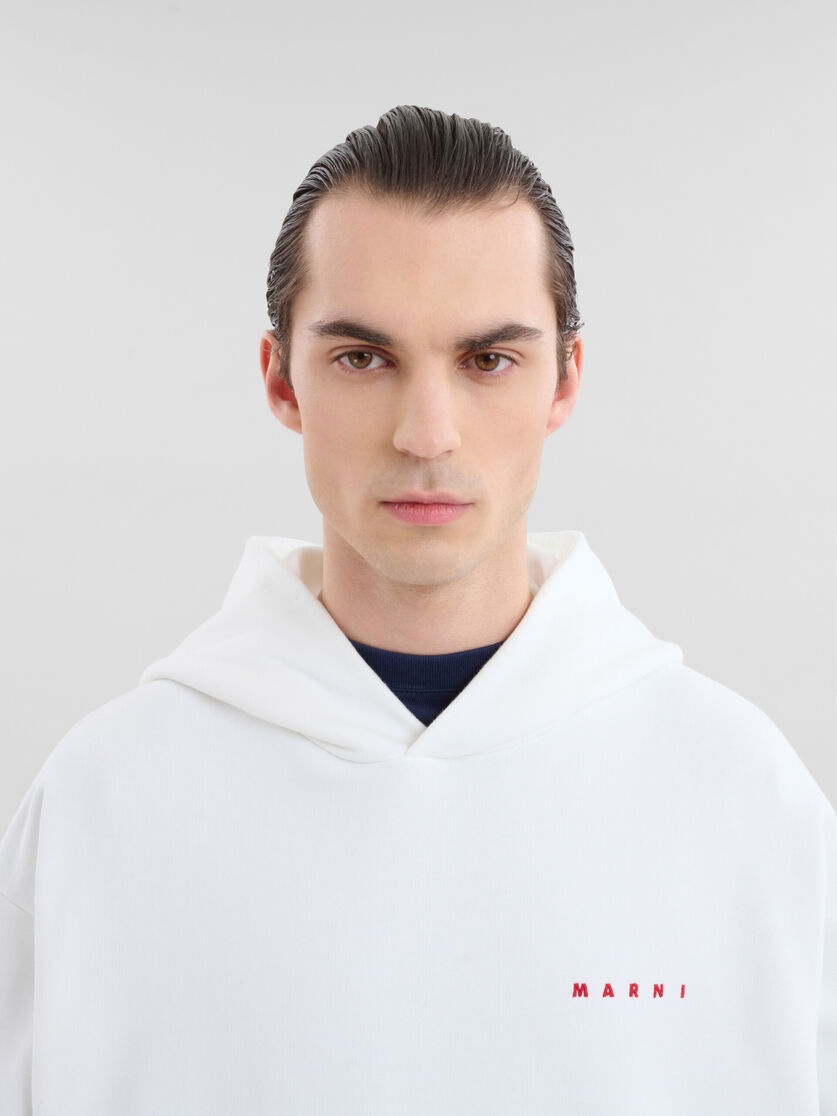 WHITE ORGANIC COTTON HOODIE WITH WRINKLED MARNI LOGO - 4
