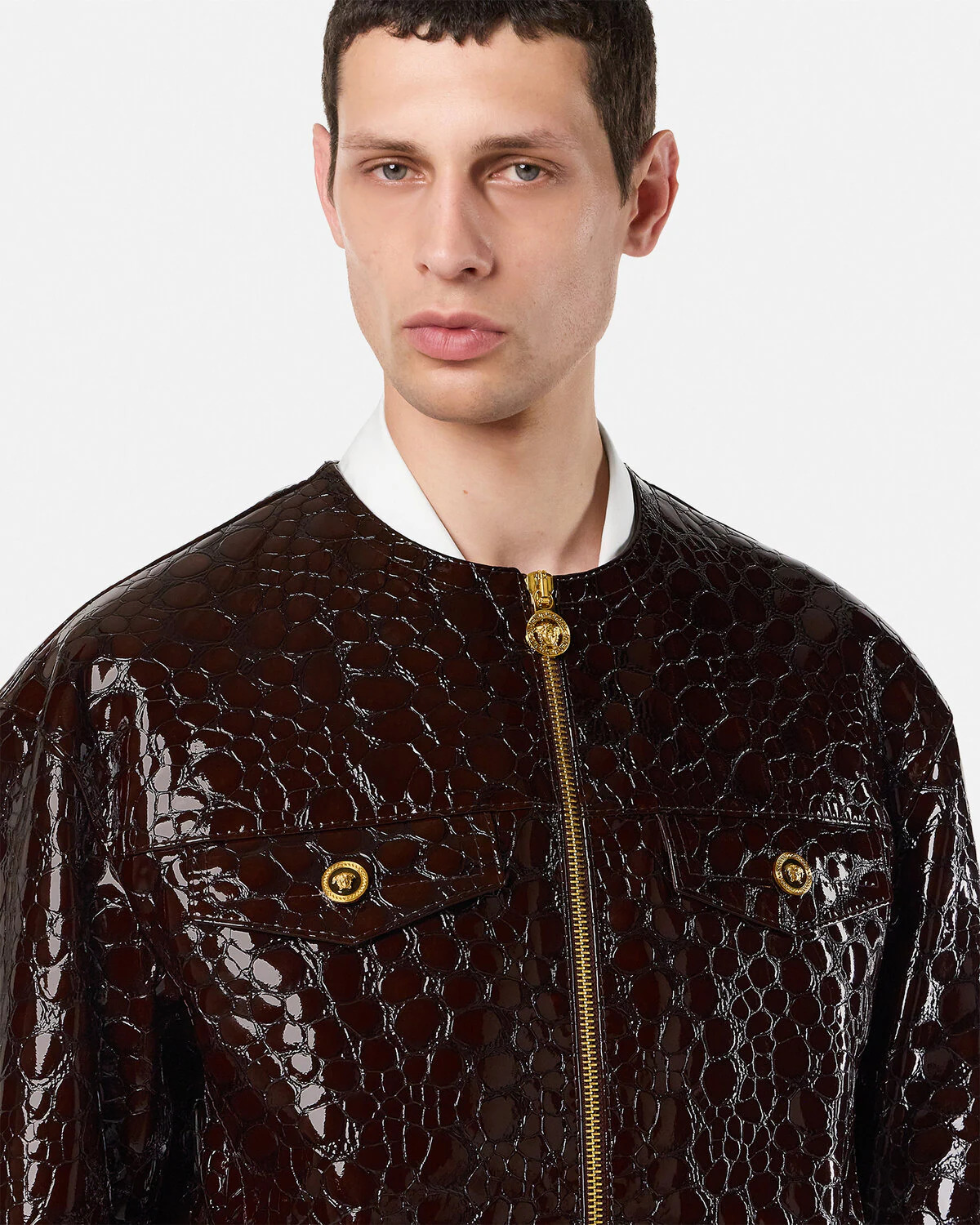 Croc-Effect Patent Leather Jacket - 3