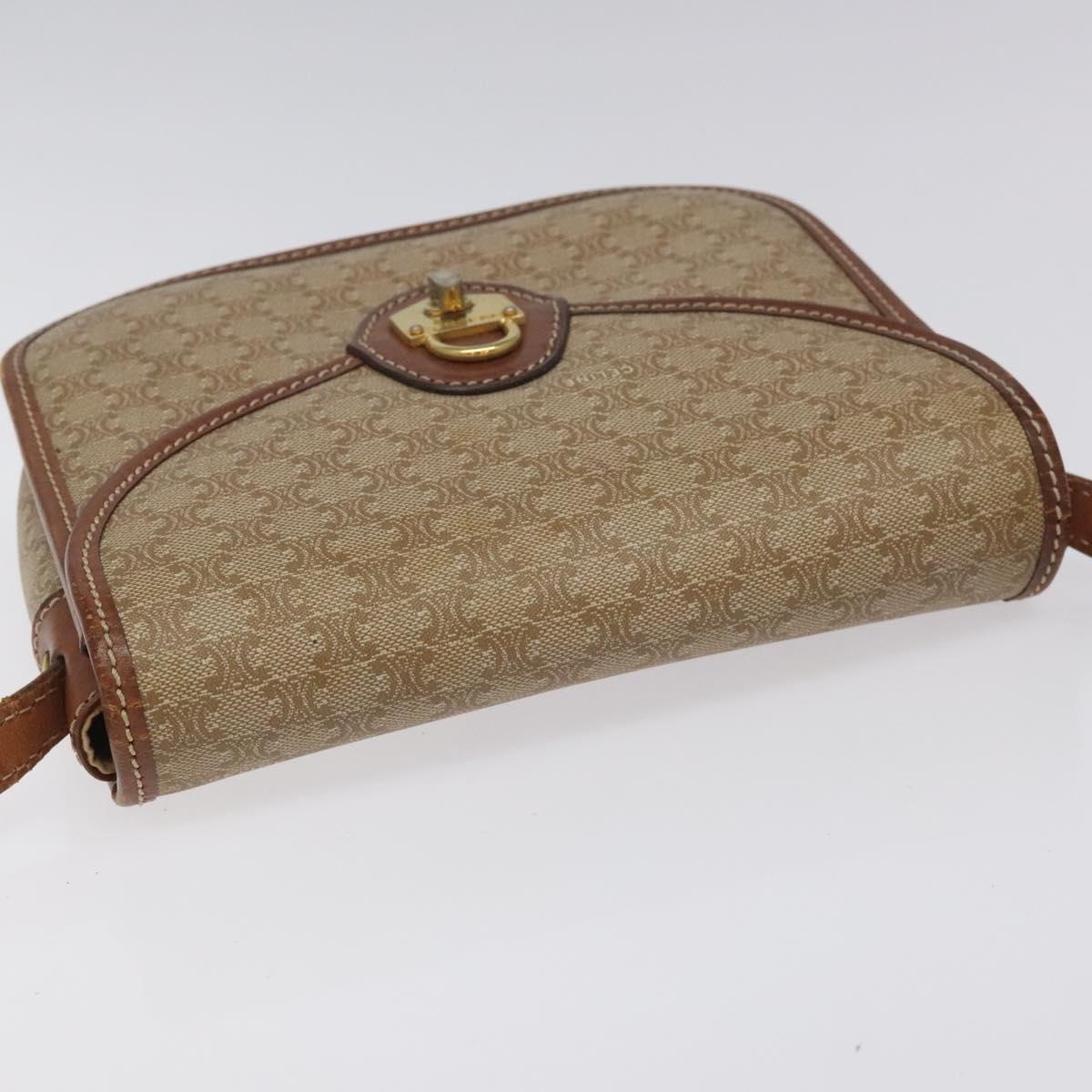 CELINE Macadam Canvas Shoulder Bag Pvc Leather Beige Brown Gold - 6