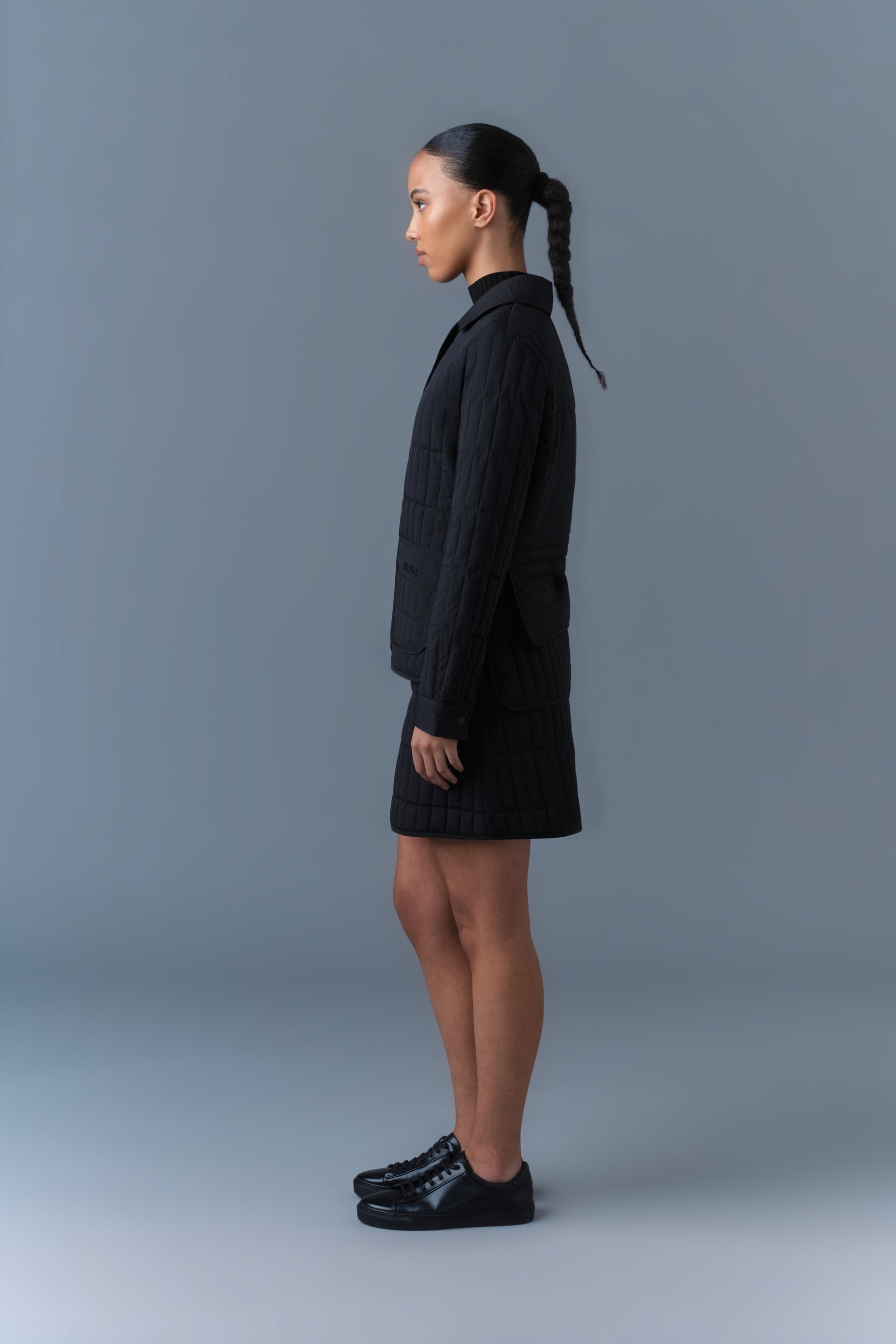 SIAN Vertical Quilted Jacket with Spread Collar - 4