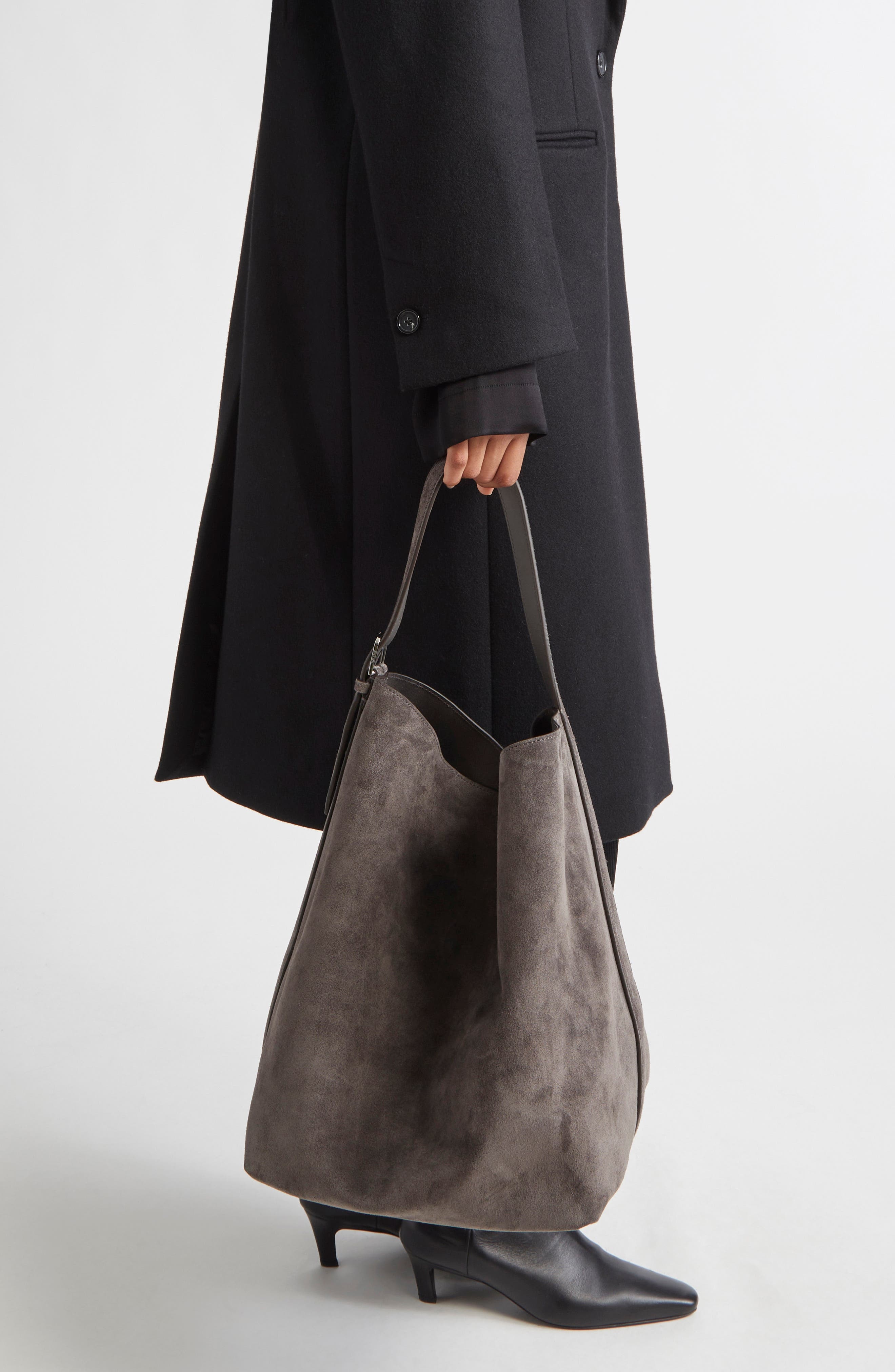 TOTEME Belt Strap Suede Hobo Bag in Granite at Nordstrom - 3